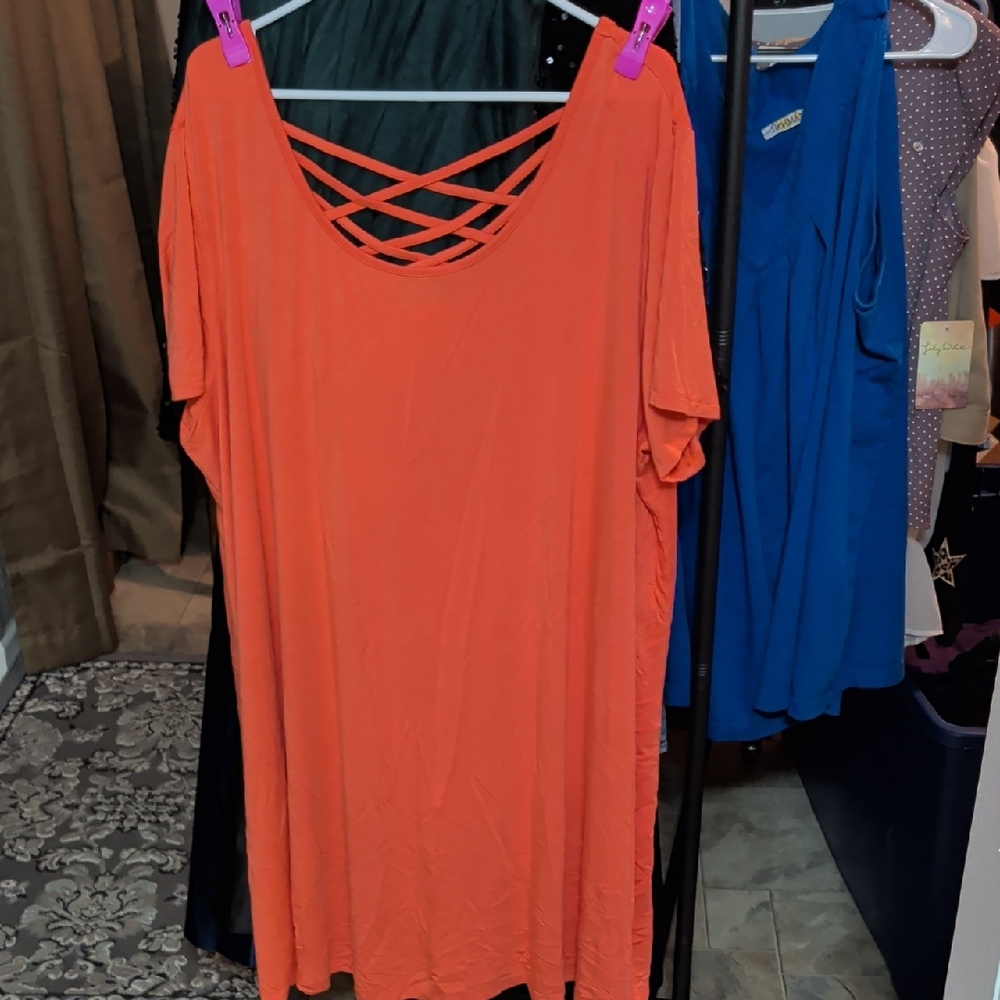 Terra & Sky Orange Women's Tunic Top Size 3X  24/W - 26/W